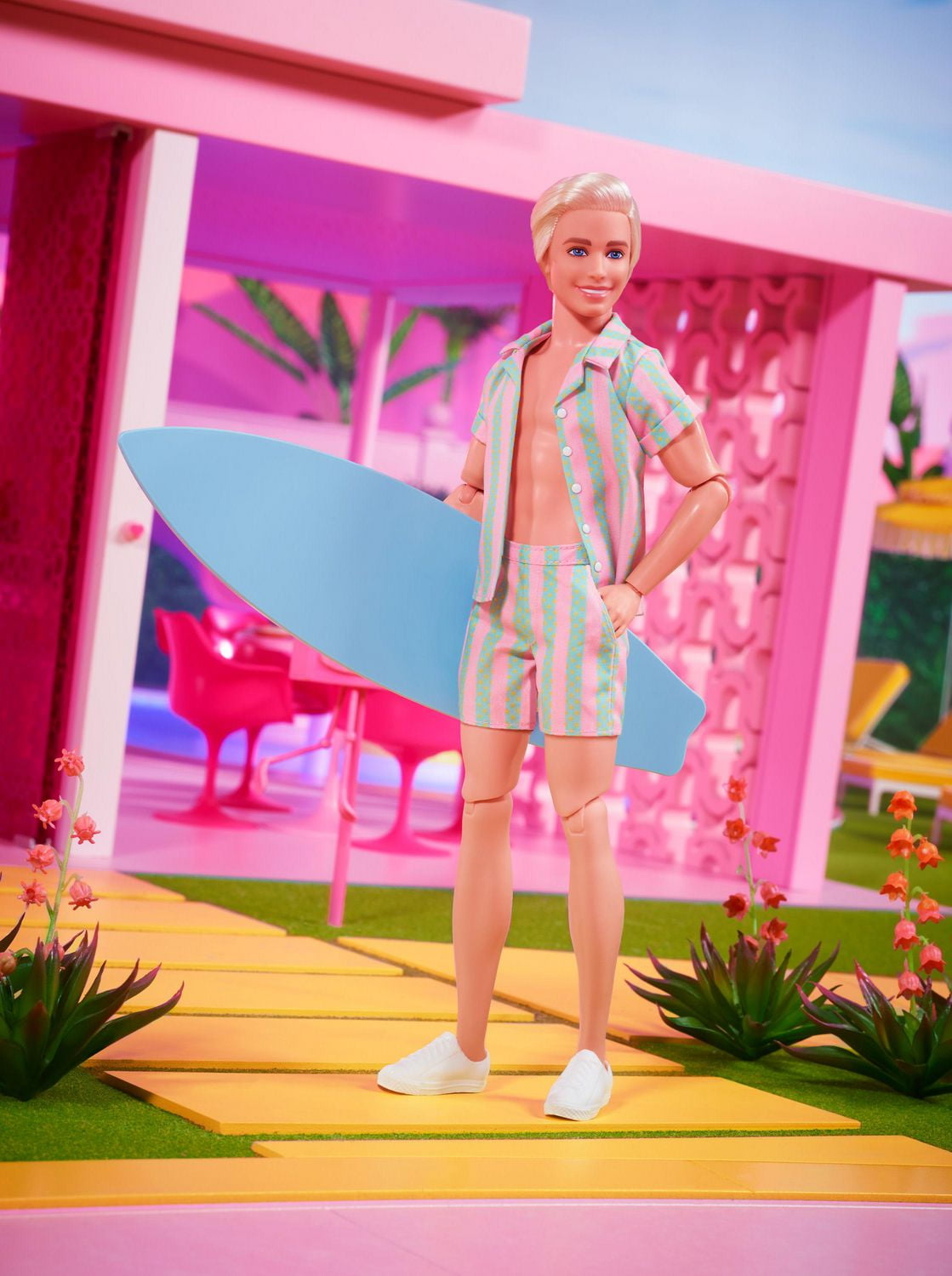 Barbie The Movie Ken Doll Wearing Pastel Striped Beach Matching Set Ages 3 Walmart