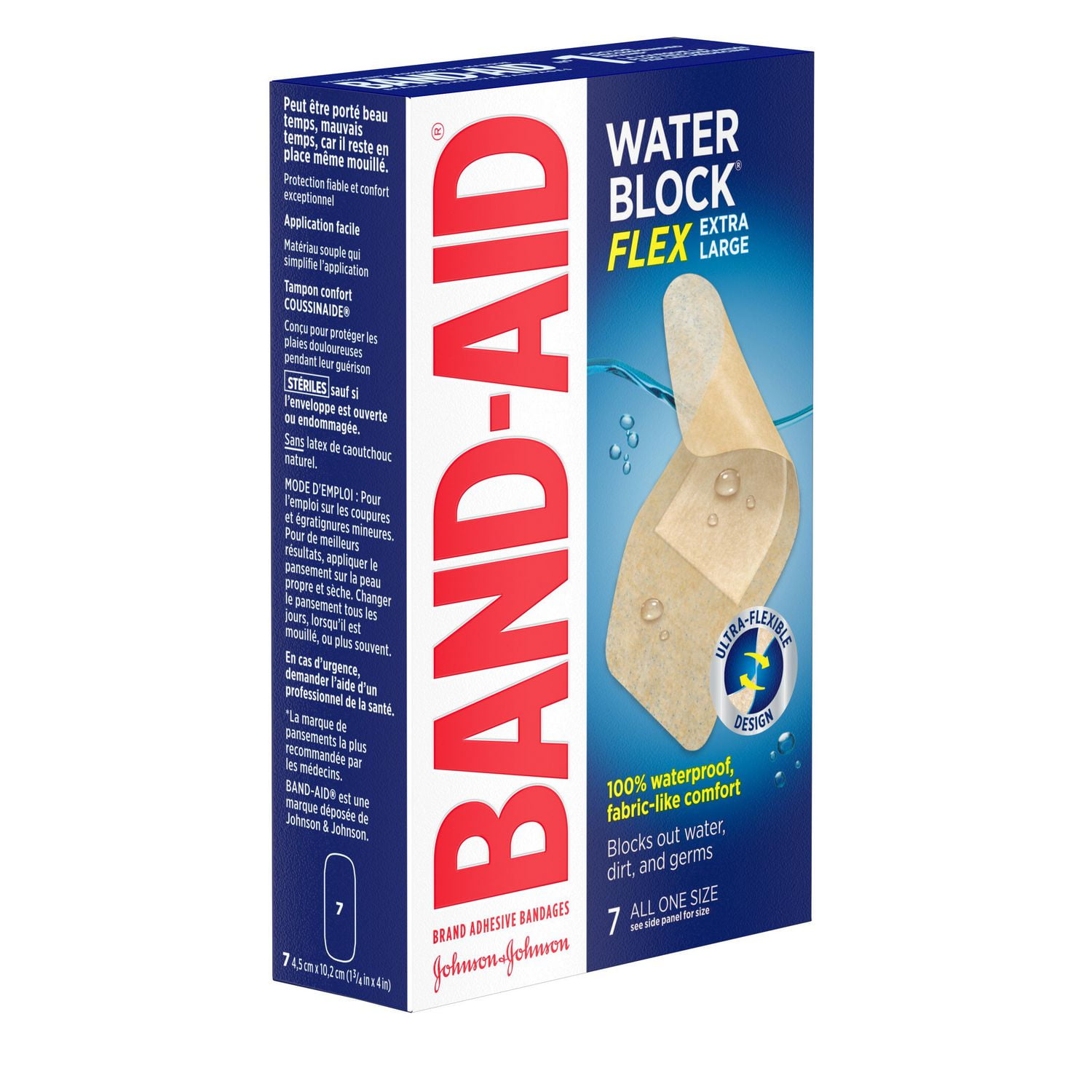 Band-Aid Brand Water Block Flex Adhesive Bandage - Self Adhesive Wound Care  Skin Dressing - Extra Large, 7 Count, 7 each 