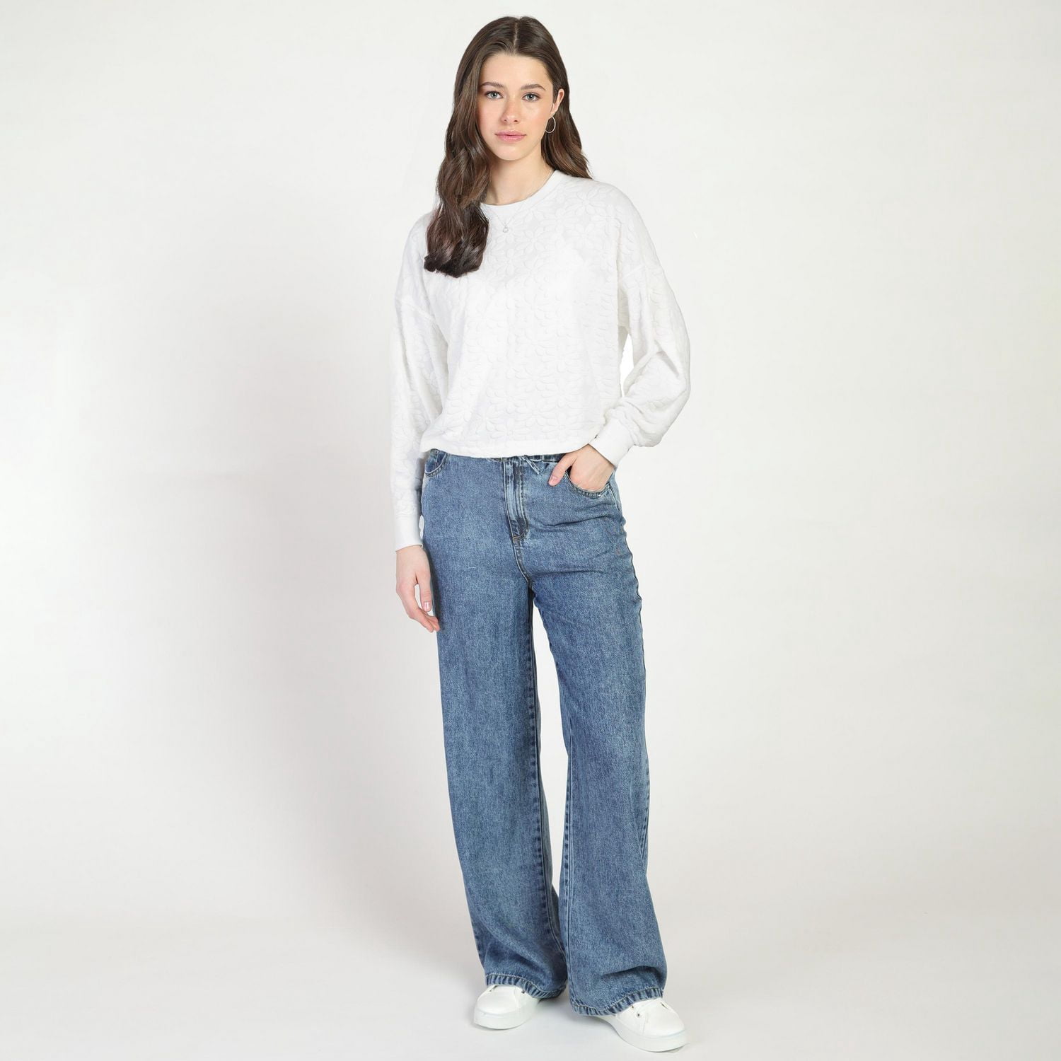 Bloom Girl Long Sleeve Patterned Top, Sizes XS-XL