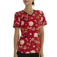 thumbnail image 3 of Scrubstar Women's Rudolph "Santa's Cookies" V-Neck Print Top, 3 of 6
