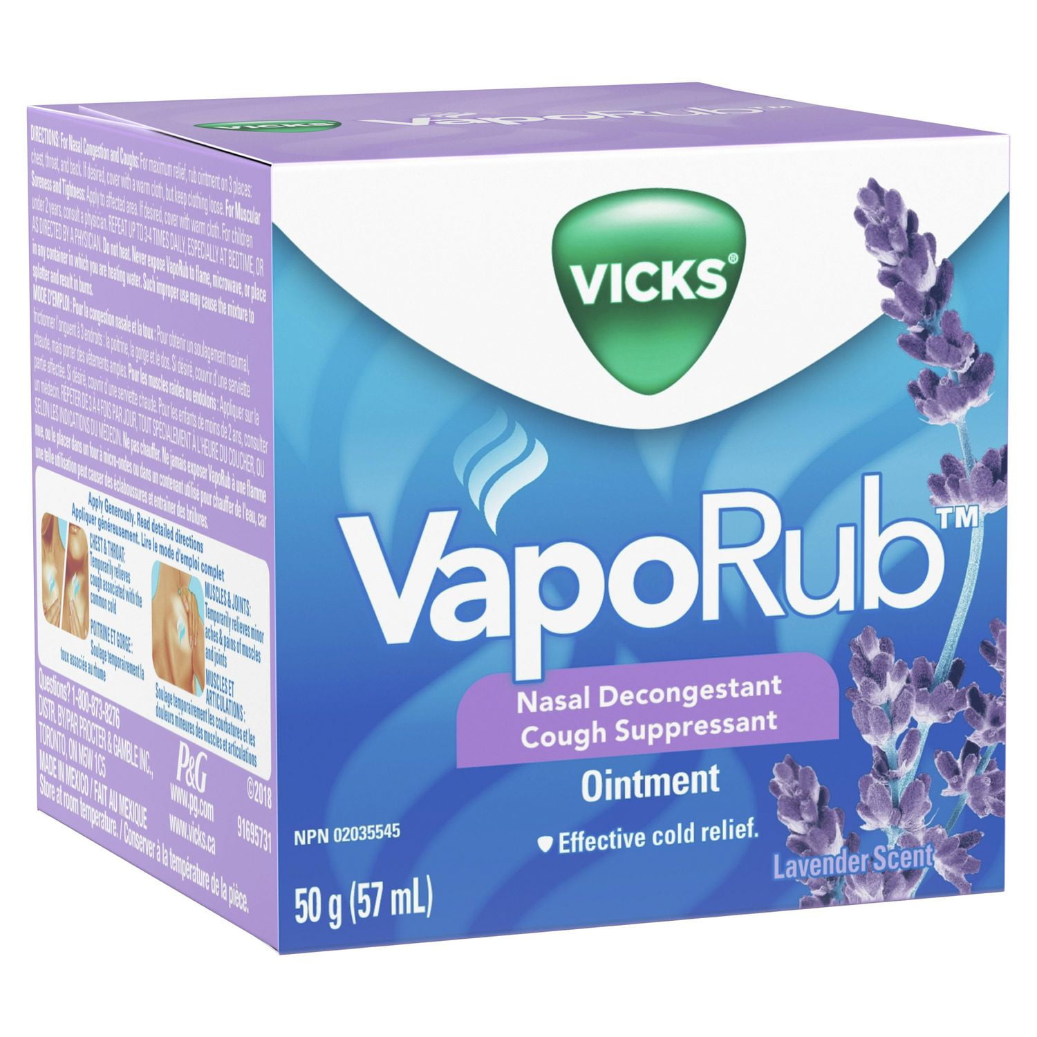 Vicks VapoRub Nasal Decongestant Cough Suppressant Ointment, Lavender  Scent, 50 g - Walmart.ca