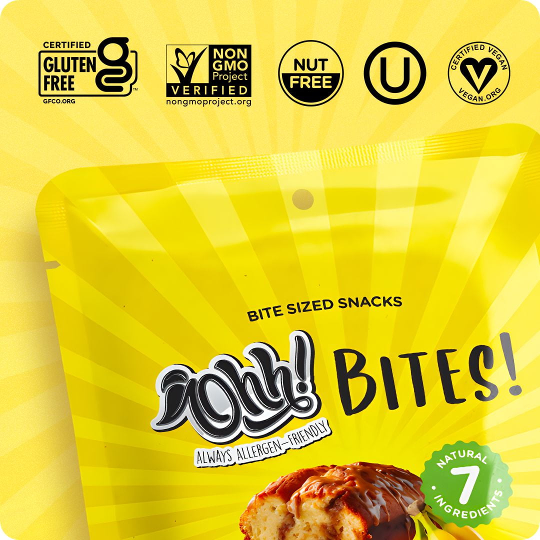 Ohh! Foods Banana Bread Snacking Bites (60g), Gluten-Free, Vegan, Wheat-Free, Free From the Top 10 Common Allergens.