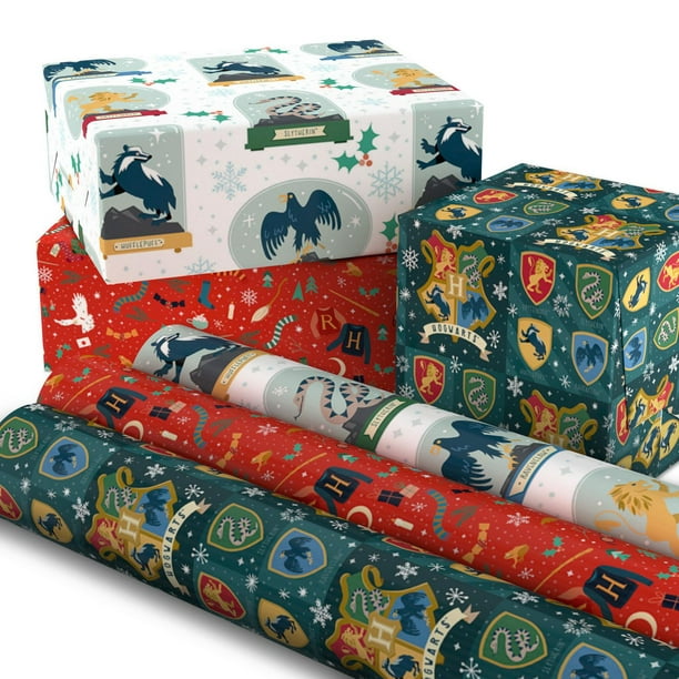 Hallmark Harry Potter Christmas Wrapping Paper Bundle with Cut Lines on  Reverse 