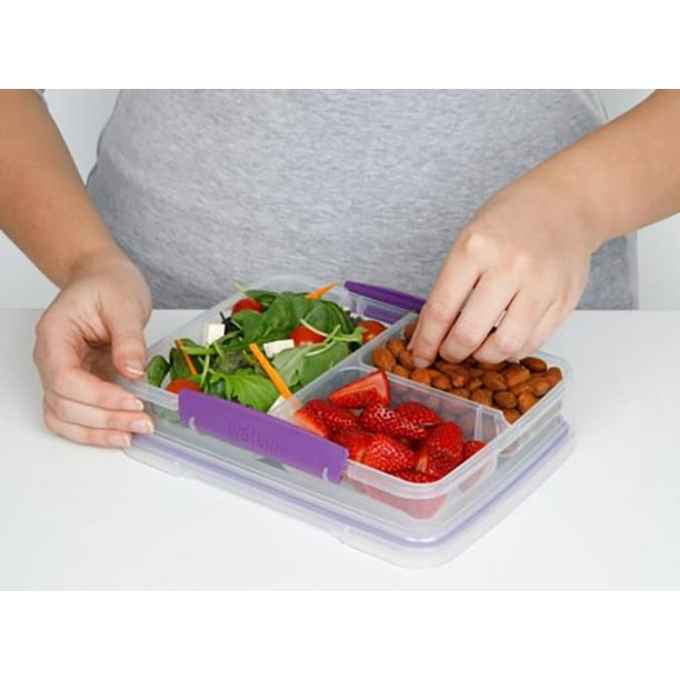 Sistema To Go Multi Split Food Storage Container, Clear with Coloured Clips,  820 ml 
