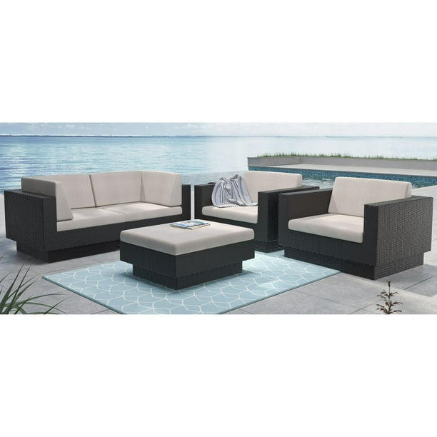 Ens. patio canapé et fauteuils Sonax PPT-302-Z de CorLivng en résine tressée noire