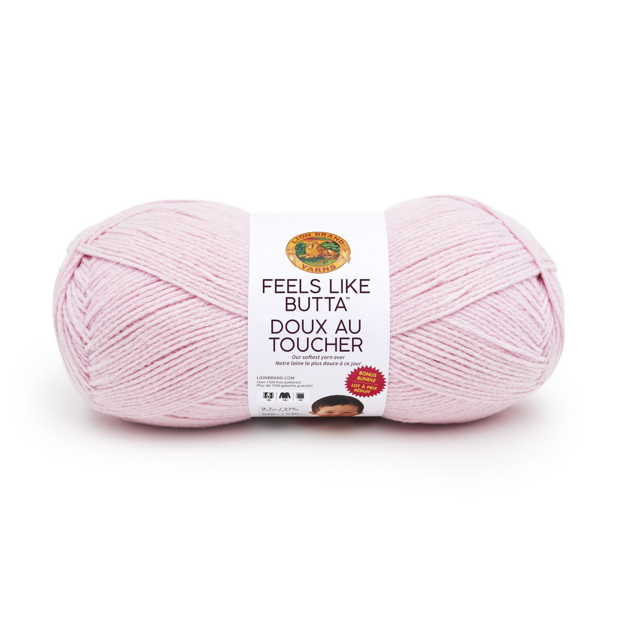 Lion Brand Yarn 123-101 Feels Like Butta Pink Super Soft Baby Yarn 