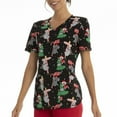thumbnail image 2 of Scrubstar Women's "Christmas Creatures" V-Neck Print Top, 2 of 6
