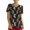 thumbnail image 1 of Scrubstar Women's "Christmas Creatures" V-Neck Print Top, 1 of 6