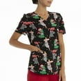 thumbnail image 3 of Scrubstar Women's "Christmas Creatures" V-Neck Print Top, 3 of 6