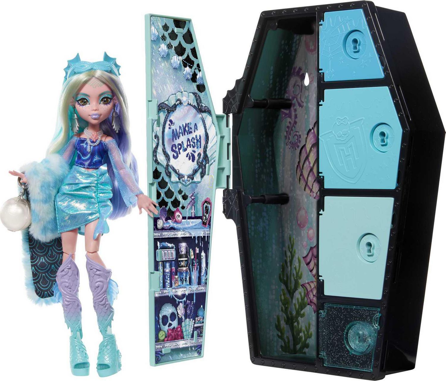 Monster High Coffret Monstrueux Secrets Lagoona Blue Avec Poupée,  Habillage, Casier Et Plus De 19 Accessoires, Jouet Enfant, Dès 4 Ans, HKY64