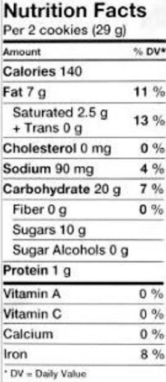 quinoa chips nutrition label