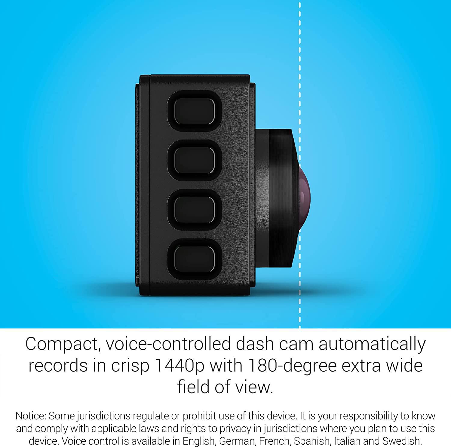Garmin Dash Cam 67W, 1440p and Extra-Wide 180-degree FOV, Monitor