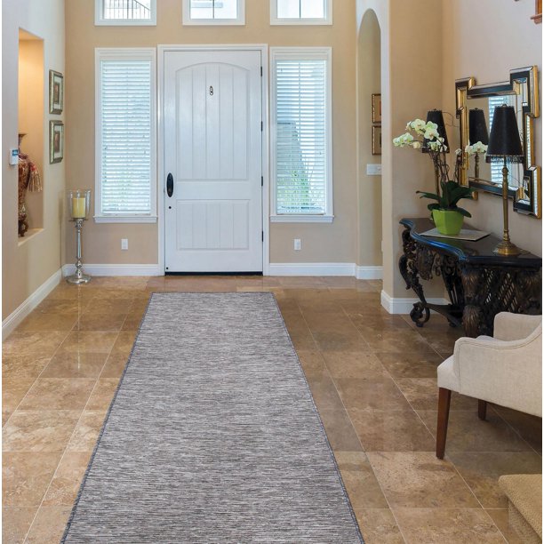 Ottomanson Sundance Collection Jute Backing Solid Design Reversible Indoor/Outdoor AreaRunner