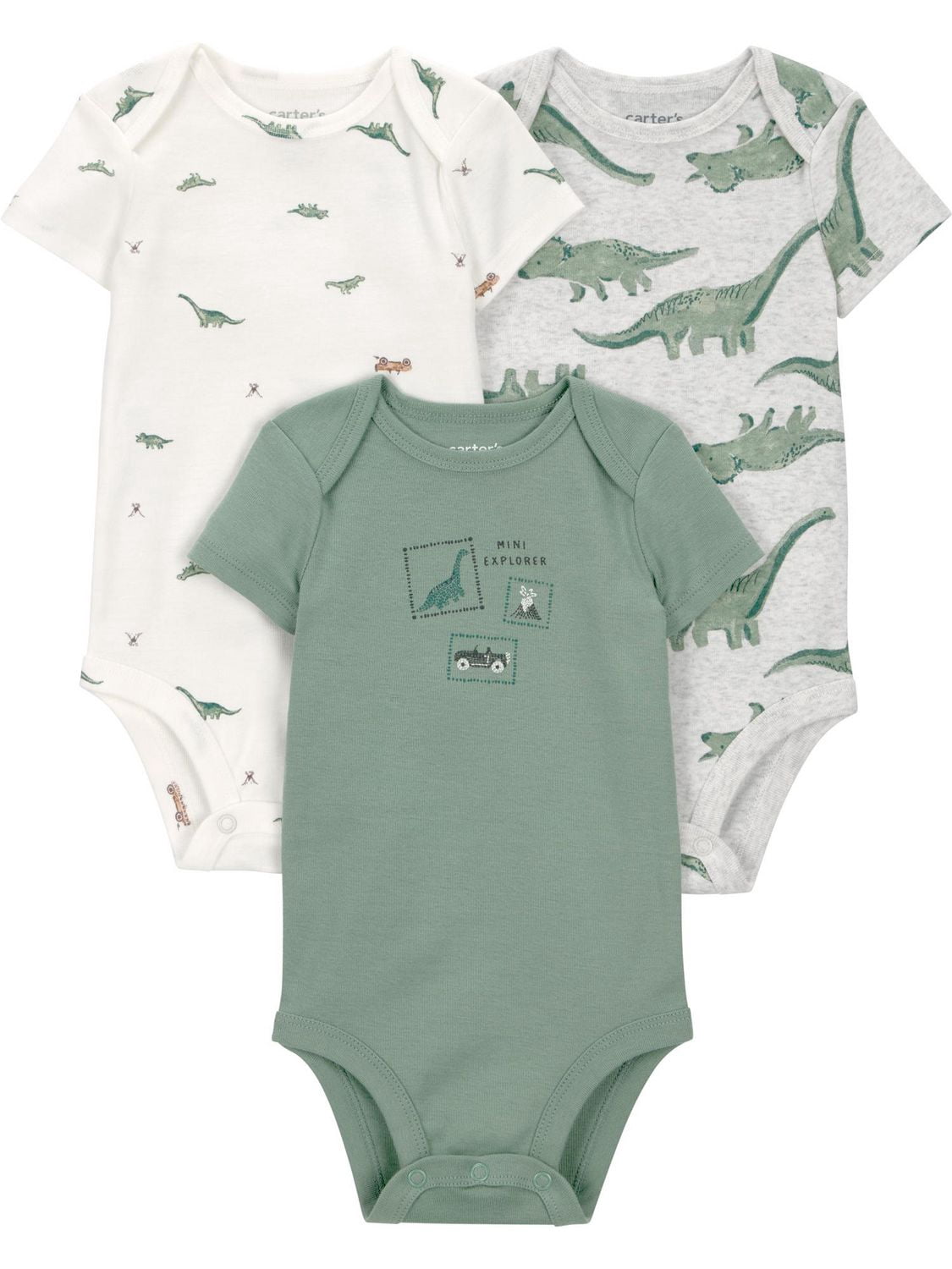 Carter's Child of Mine Infant Boy 3pk Bodysuits Short Sleeve Green Dino