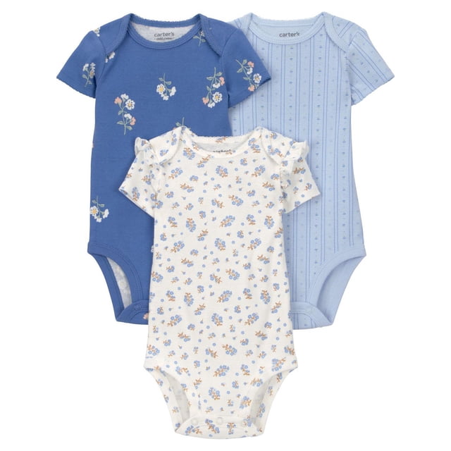Carter's Child of Mine IG 3PK Bodysuit - Blue Floral