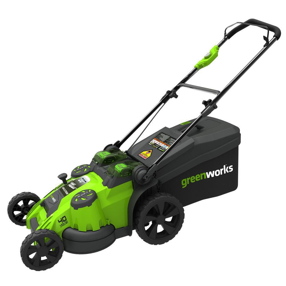 Greenworks Cordless 40V 20-Inch Dual Blade Lawn Mower, 2.0 AH & 4.0 AH
