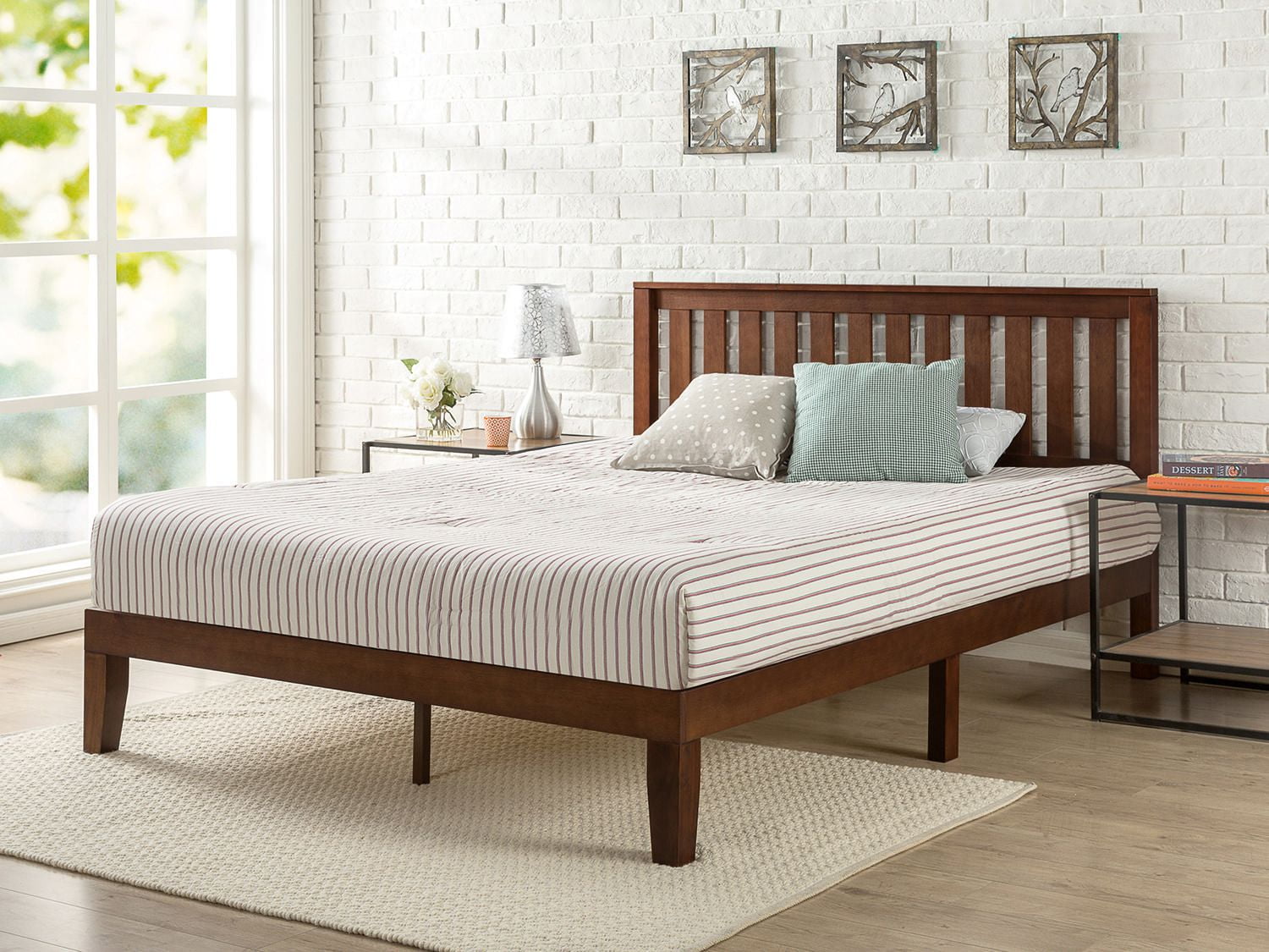 Zinus 12 Inch Deluxe Wood Platform Bed With Headboard Slat Support Box Spring Not Required Easy Assembly Expresso