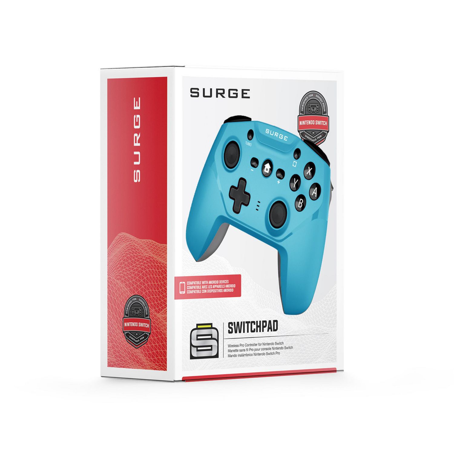 Manette sans fil Pro de Surge bleu fluo pour console Nintendo Switch
