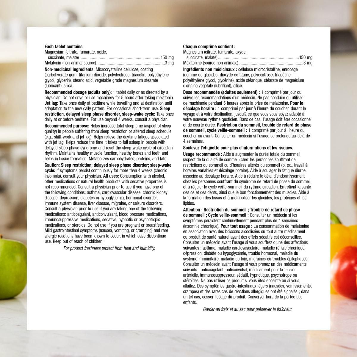 Webber Naturals Mélatonine Magnésium, 3/150 mg de 100 comprimés