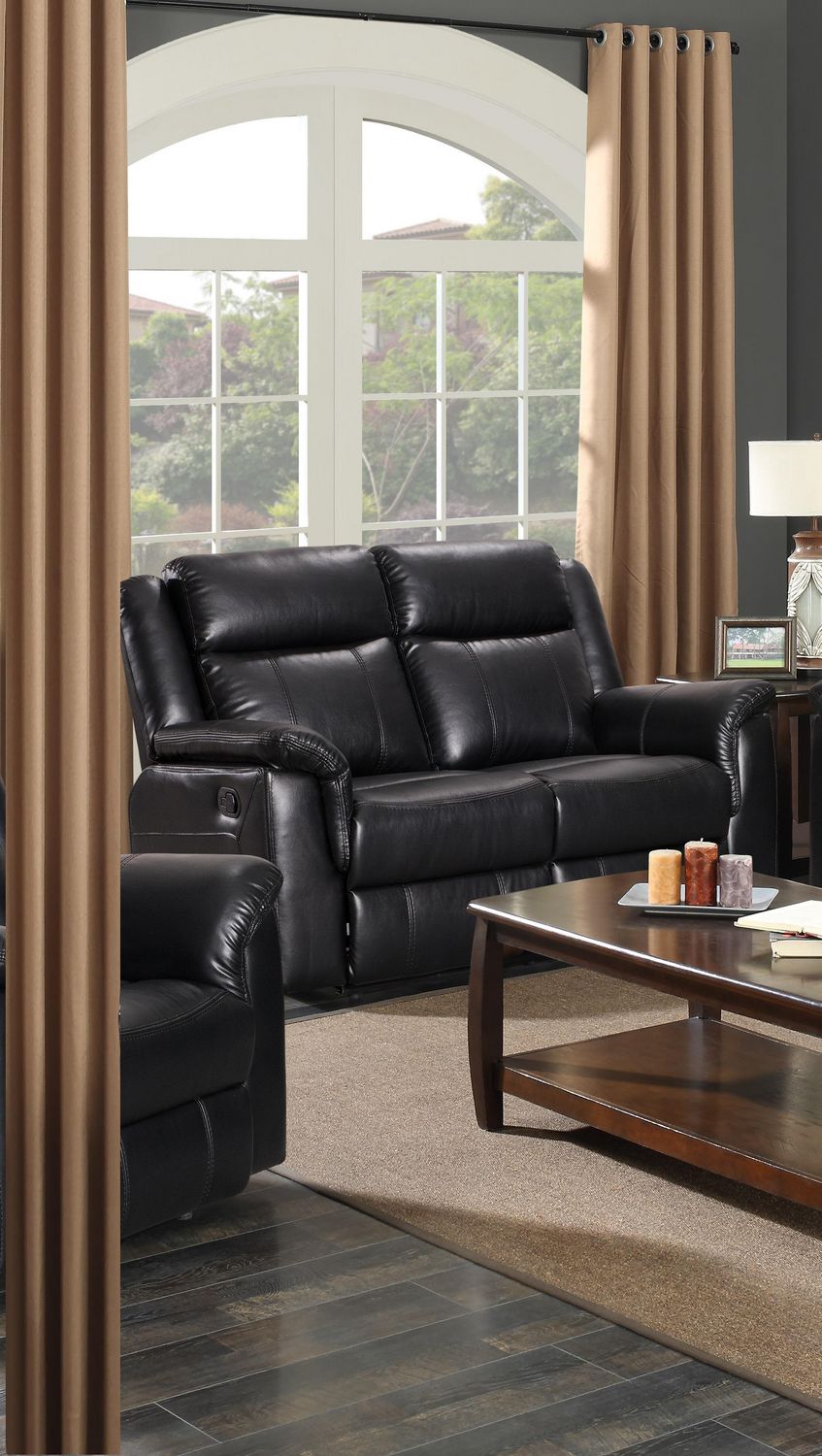 KLIVING EMMA LEATHAIRE RECLINER LOVESEAT IN BLACK Walmart Canada
