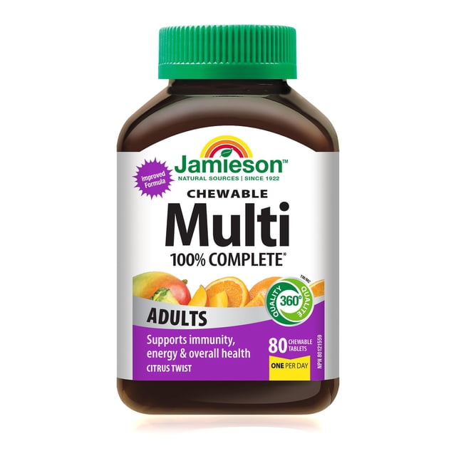 Jamieson multivitamine 100 % complète à croquer, 80 caplets