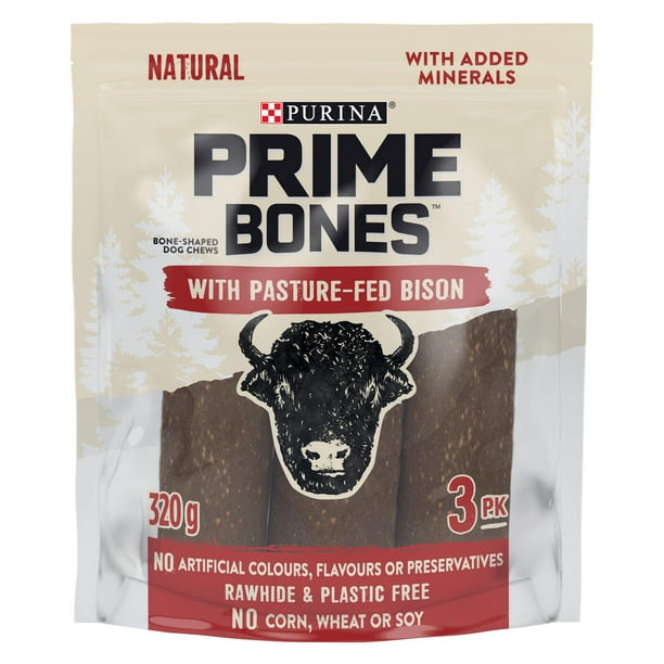 Prime Bones avec Bison de Pâturage Gâteries en Forme d'Os pour Chiens 320-641g