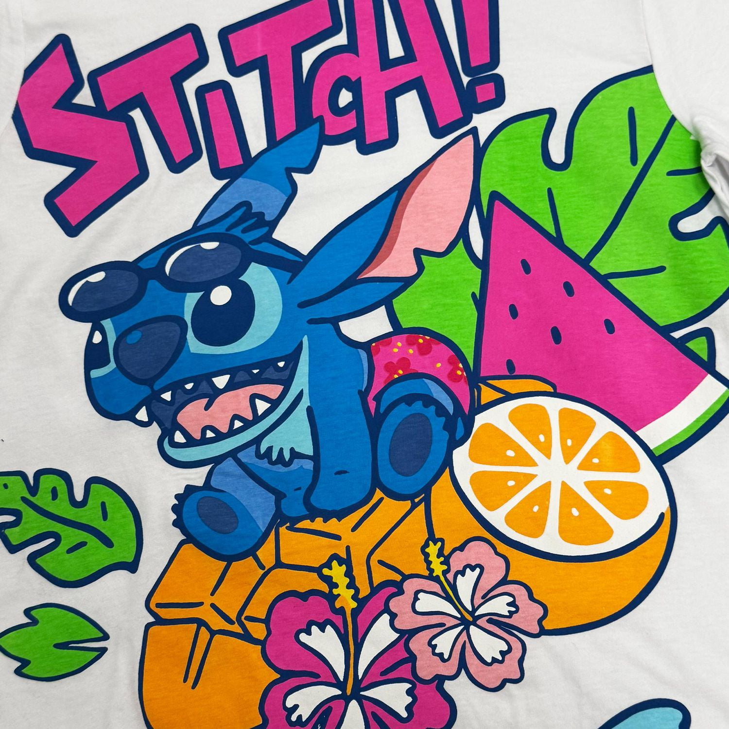 Ladies Disney Fruity Stitch Short Sleeve T-Shirt