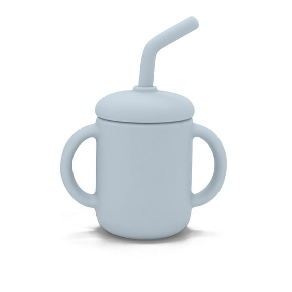 Kushies Gobelet en silicone avec paille - Bleu
