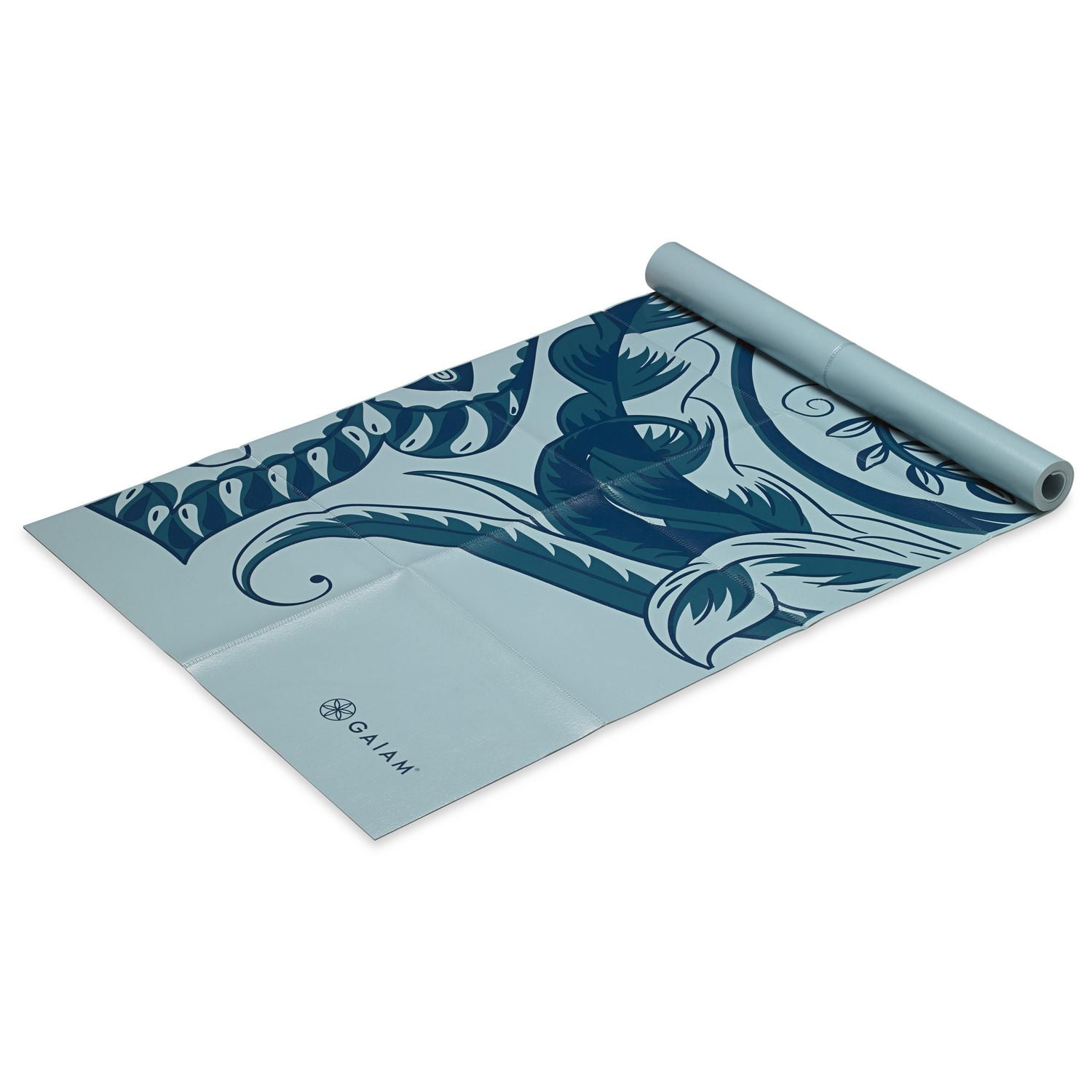 Gaiam Foldable Yoga Mat, Blue Sundial, 2-mm