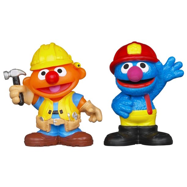 Amis au travail - figurines Ernie et Grover de Sesame Street