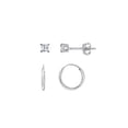 thumbnail image 1 of Luxury Designs Sterling Silver Square Cubic Zirconia Studs & Hoop Earring Set, 1 of 4