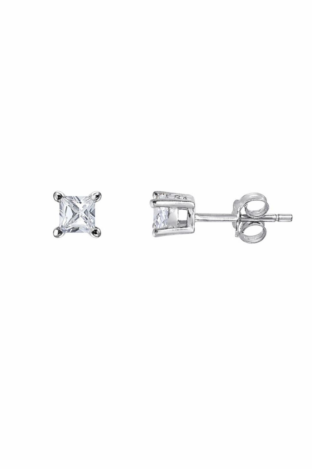 Luxury Designs Sterling Silver Square Cubic Zirconia Studs & Hoop Earring Set