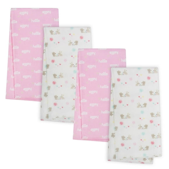 Gerber Organic 4-Pack Flannel Blankets, Hello and Woodland, 4 Pack