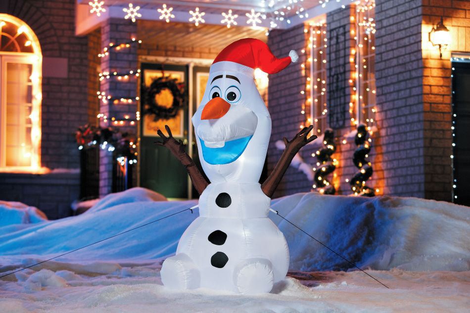 inflatable olaf with santa hat