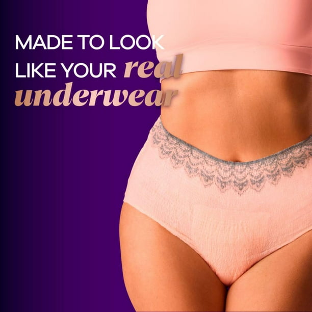 Always Discreet Boutique Low-rise Adult Postpartum Incontinence Underwear  For Women - Black - L - 10ct : Target