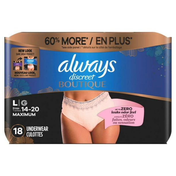 Always Discreet Boutique Maximum Protection Adult Incontinence Underwear For  Women - Peach - L - 10ct : Target