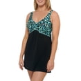 thumbnail image 1 of Krista Women's V-neck Ruched Front Nylon Spandex Swimdress, 1 of 4