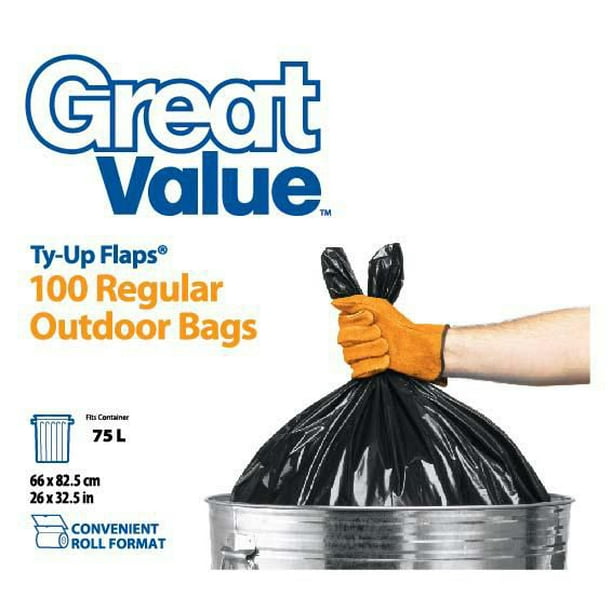Great Value Noeuds Ty-Up Sacs à ordures ordinaires pour l'exterieur