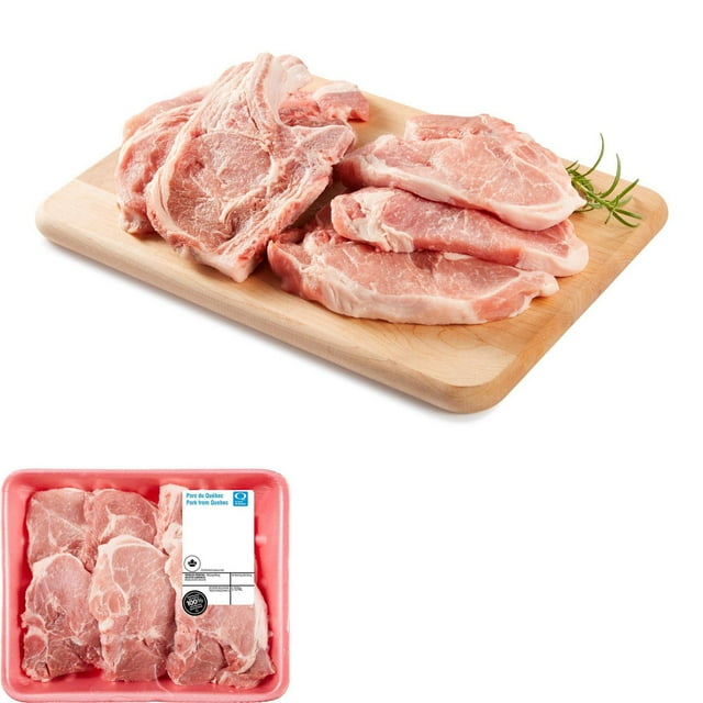 Côtelettes de Longe de Porc Centre & Bouts de Côtes avec os, 6 côtelettes, 0.95 - 1.40 KG
