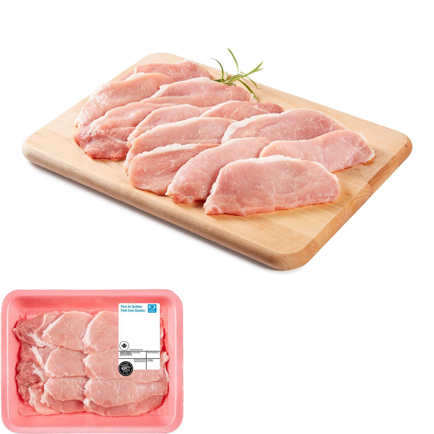 Côtelettes de Longe de Porc Centre et Bout de Côtes Déssosées Cuisson Rapide, 9 côtelettes, 0.36 - 0.59 KG