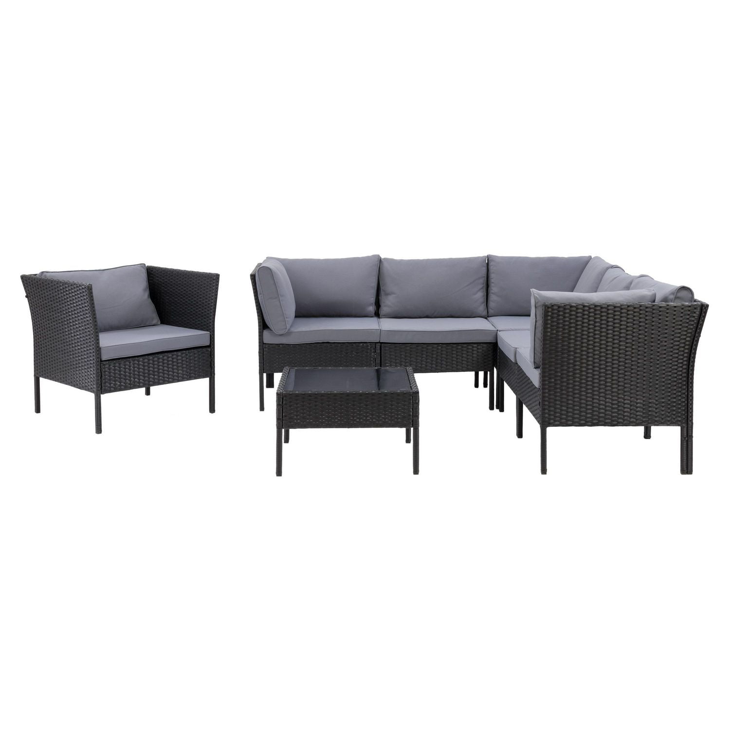 CorLiving Parksville LShaped Resin Wicker Patio Sectional Set