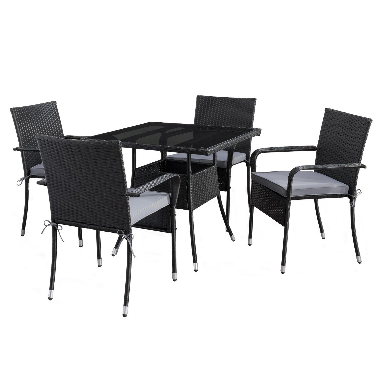 CorLiving Parksville 5-Piece Square Resin Wicker Patio Dining Set