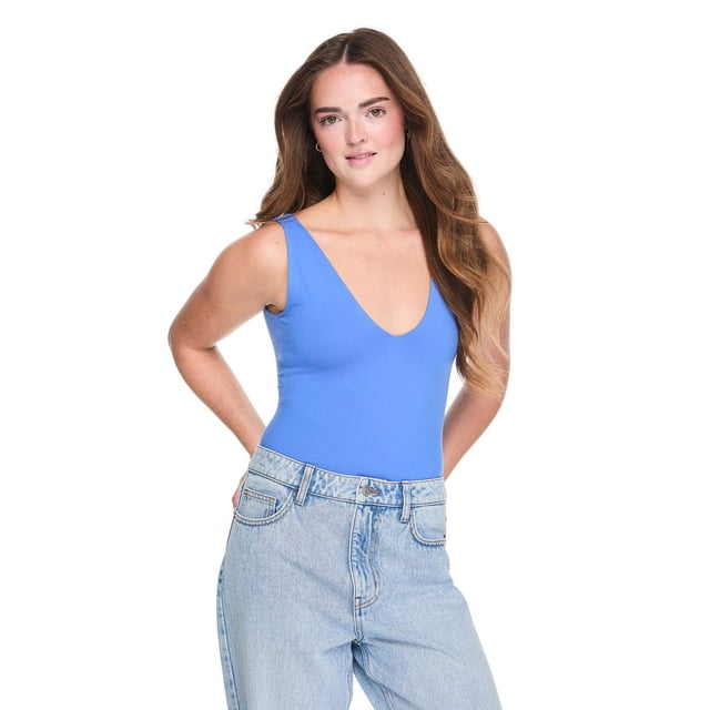 No Boundaries Women's Deep V-Neck Bodysuit