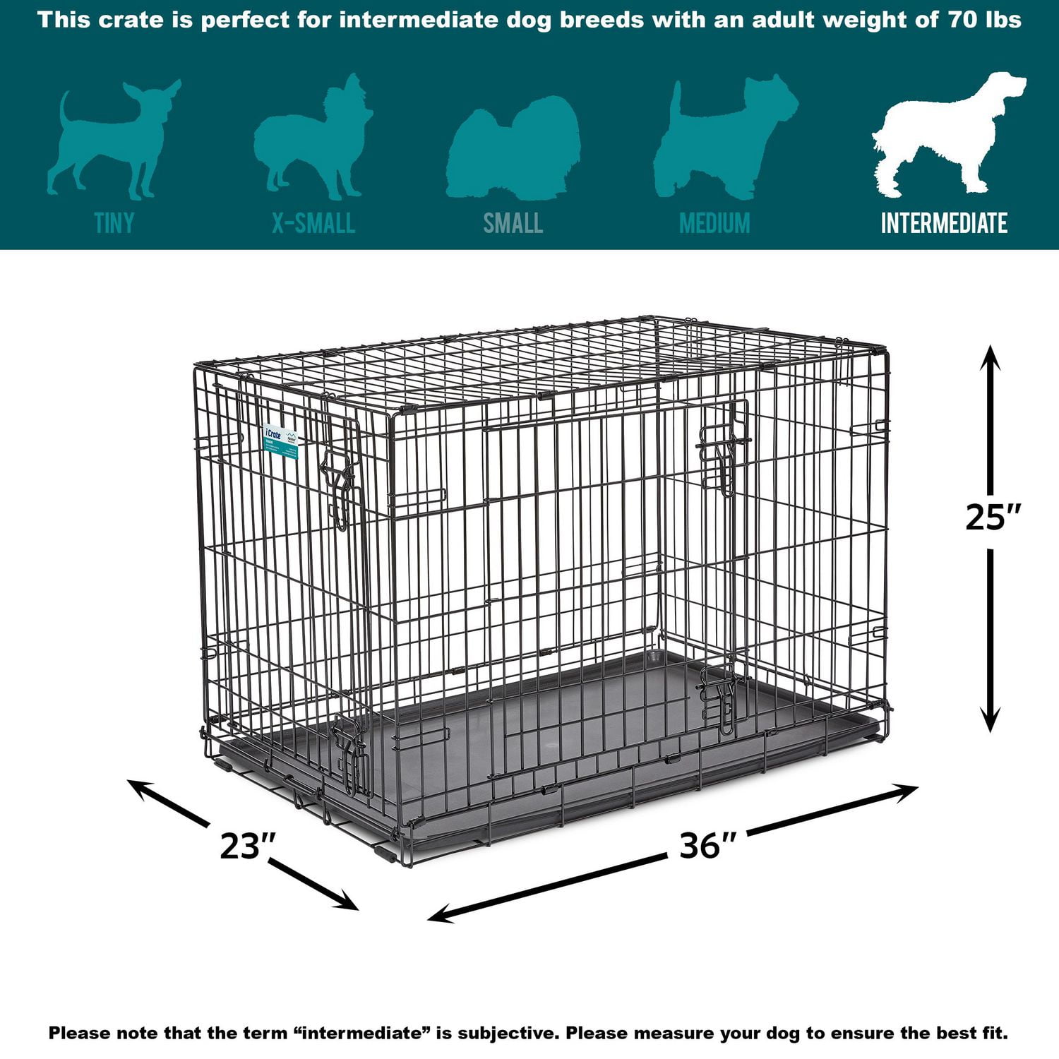 MidWest iCrate Medium 36 Double-Door Folding Dog Crate, 36, 2