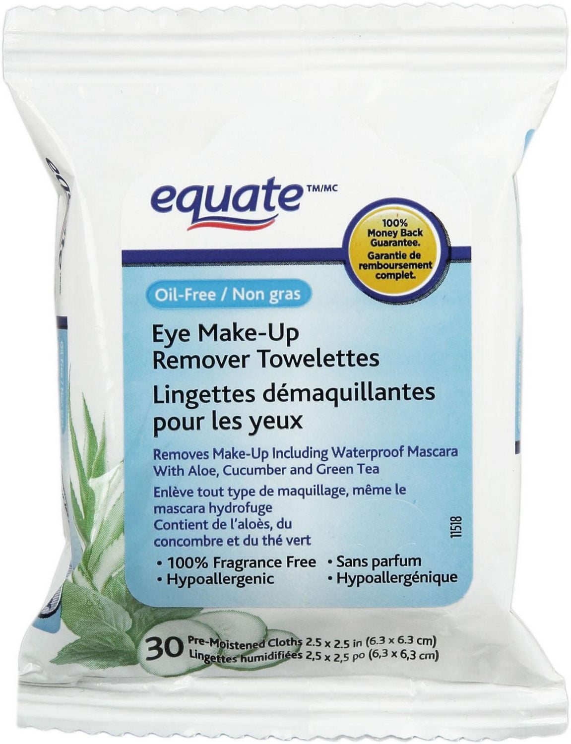 Equate Eye MakeUp Remover Towelettes 30ct Walmart Canada