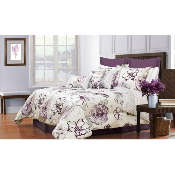 Safdie & Co. Home Deluxe Collection Purple 100% Polyester Comforter Set