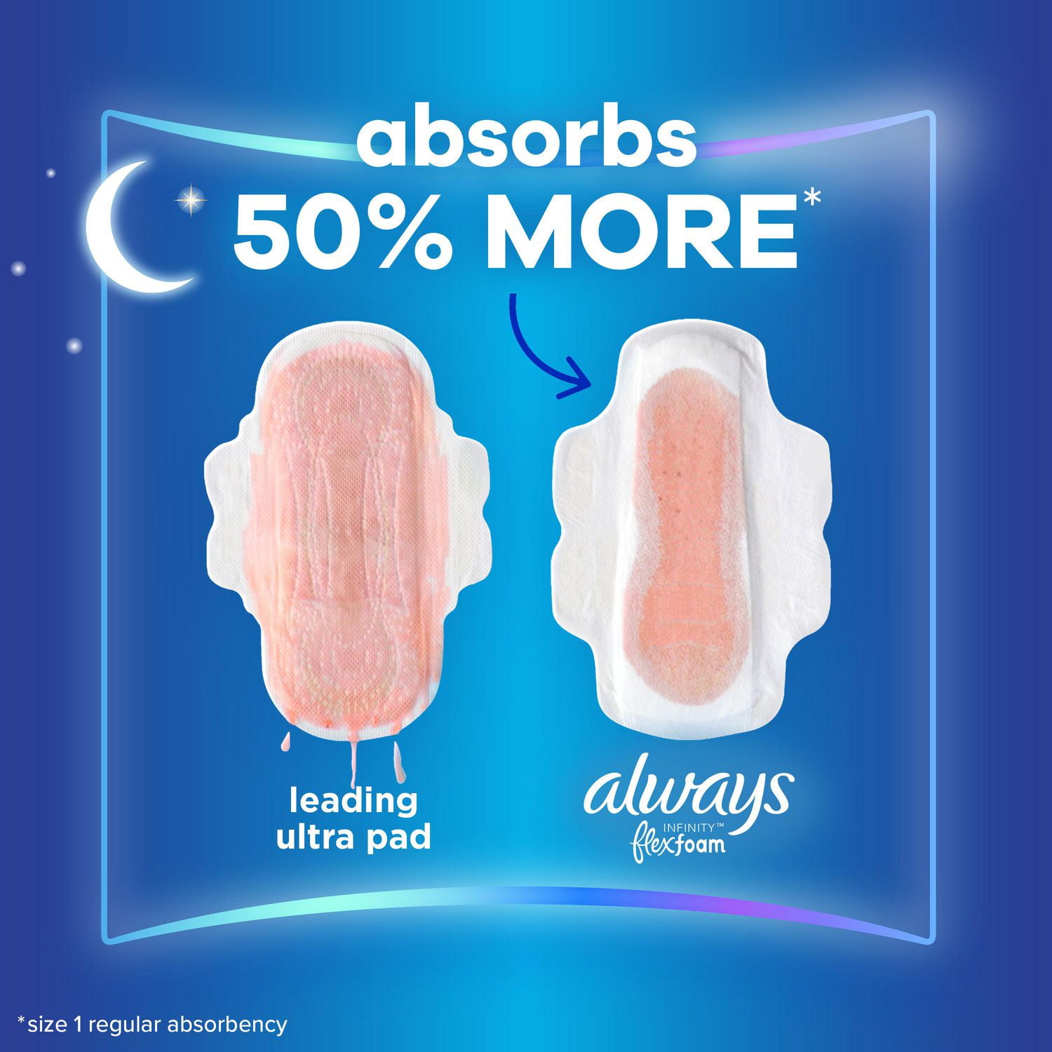 Always® ZZZ Size 6 Overnight Absorbency Unscented Pads with Wings
