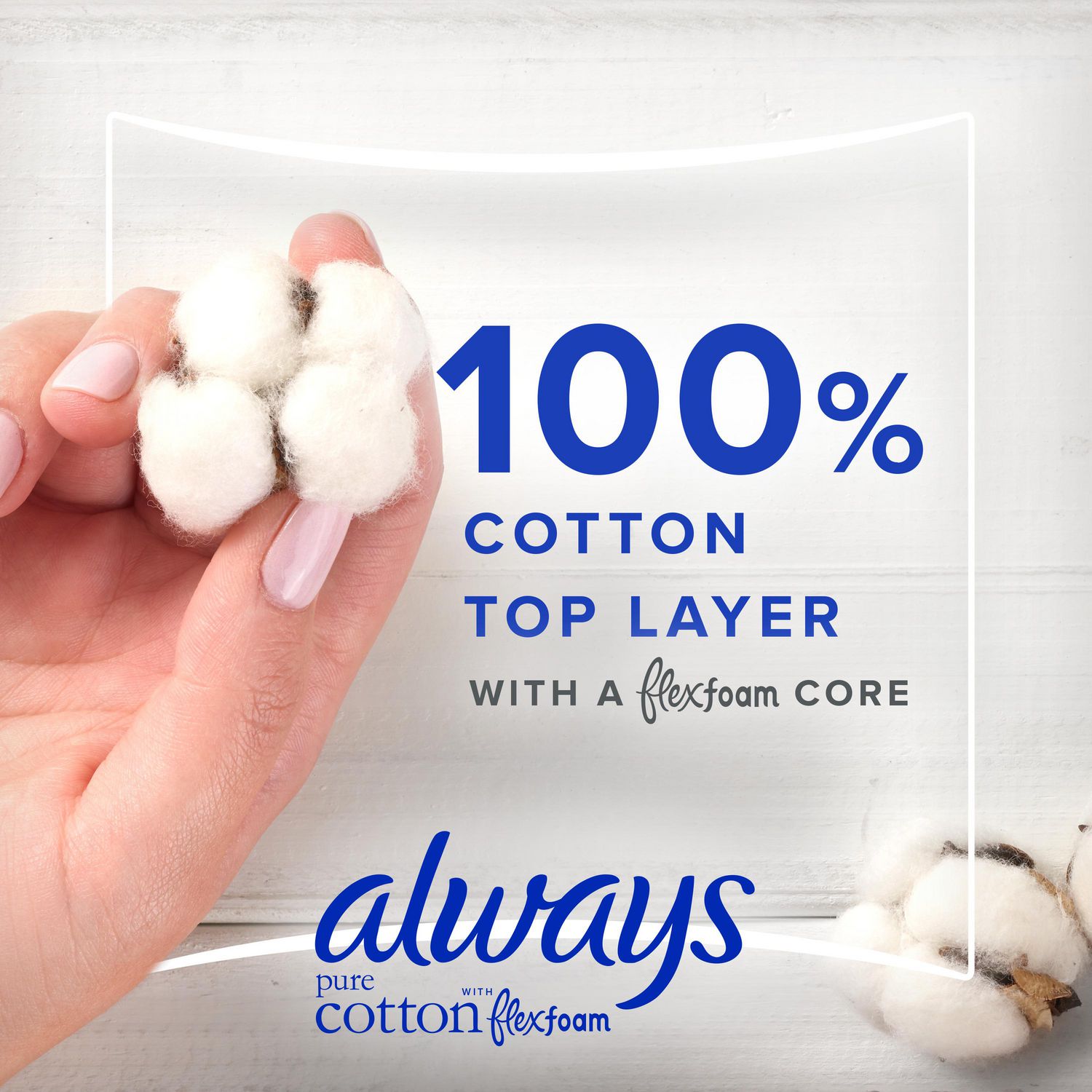 Always Pure Cotton with FlexFoam Pads Regular Absorbency Size 1