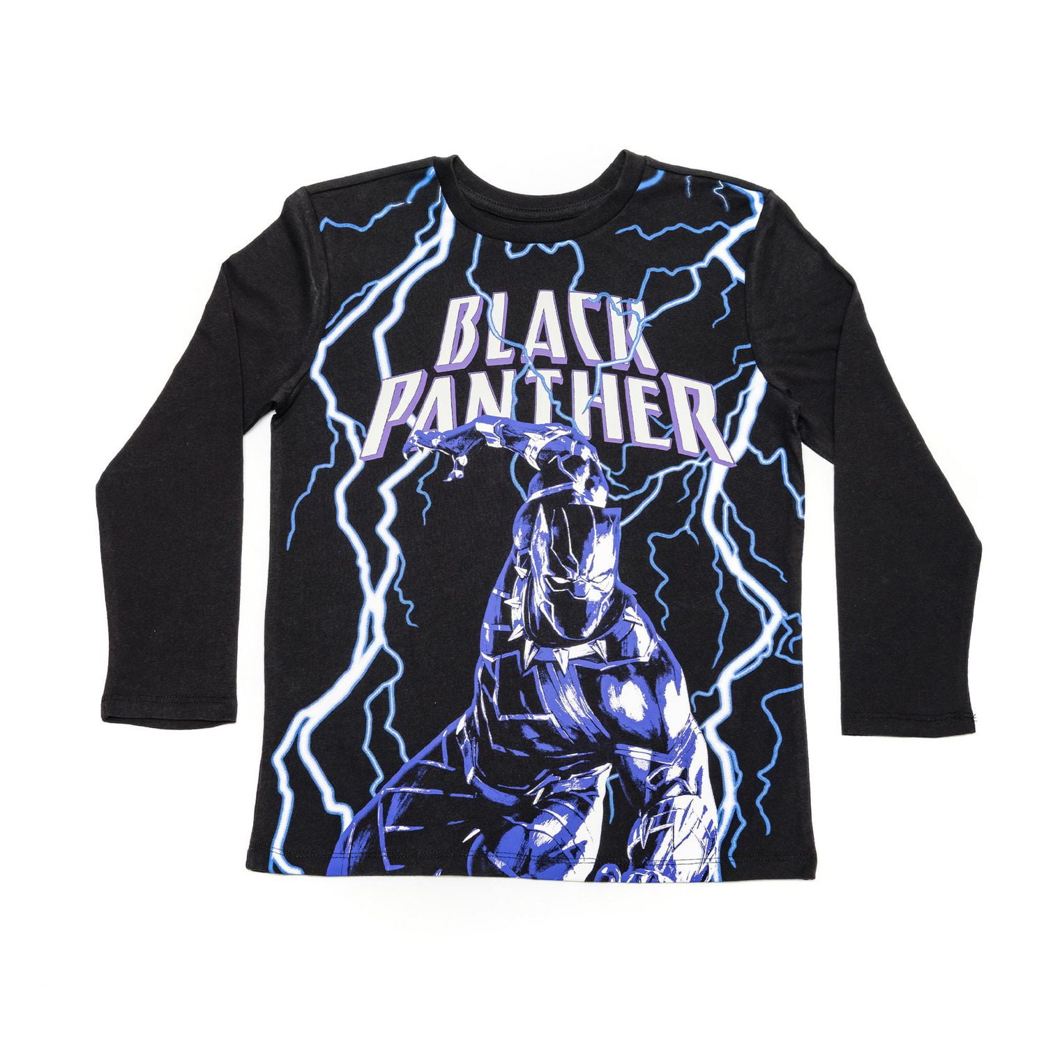 Marvel Boys Lightning Black Panther T-shirt à manches longues