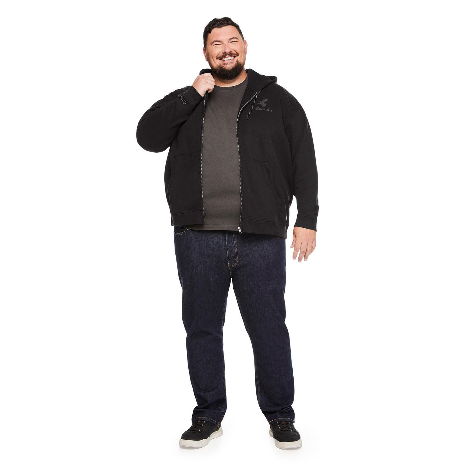 Haut à capuchon zippé sur la longueur Canadiana Plus collection non genrée pour adultes Tailles 3XL-4XL